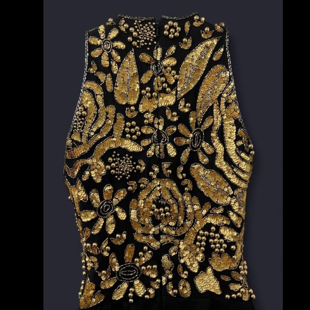 Vintage Alyce Designs Black and Gold Embellished Evening Gown - Picture 4 of 9